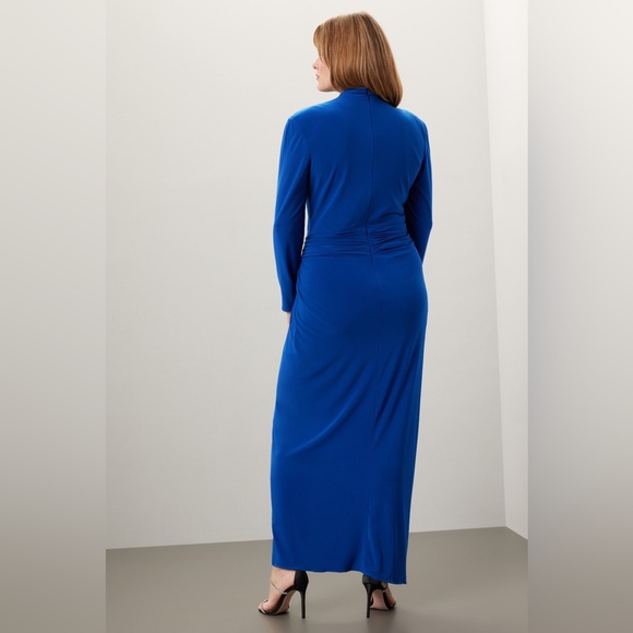 Rene Ruiz Elegant Ruched Long Sleeve Cobalt Blue Gown women’s size 18‎ - Picture 3 of 5